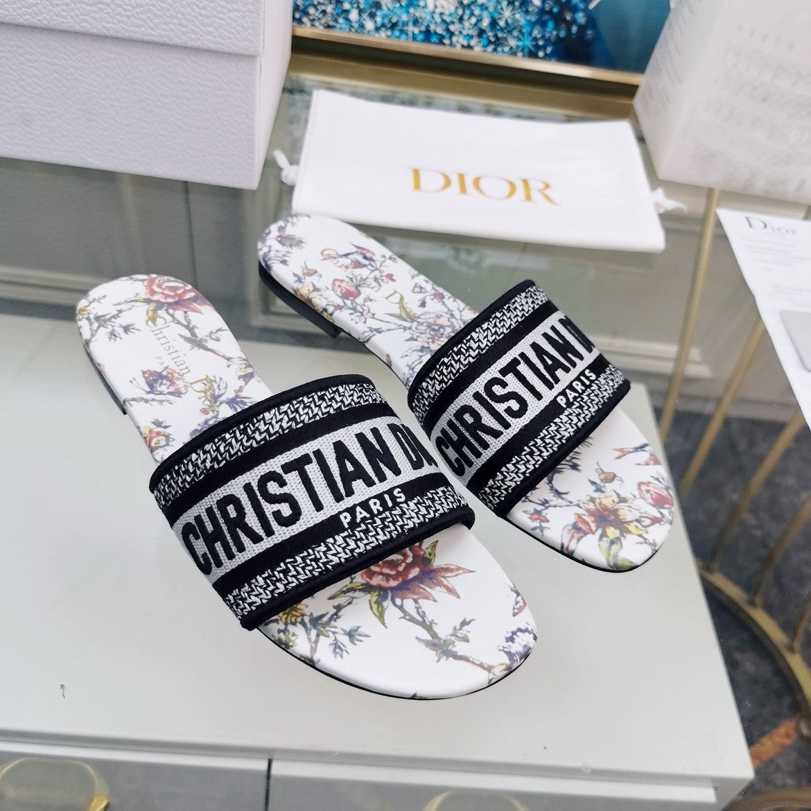 Dior CD Mule Dway Slide 10mm Multi-Motifs Style 71