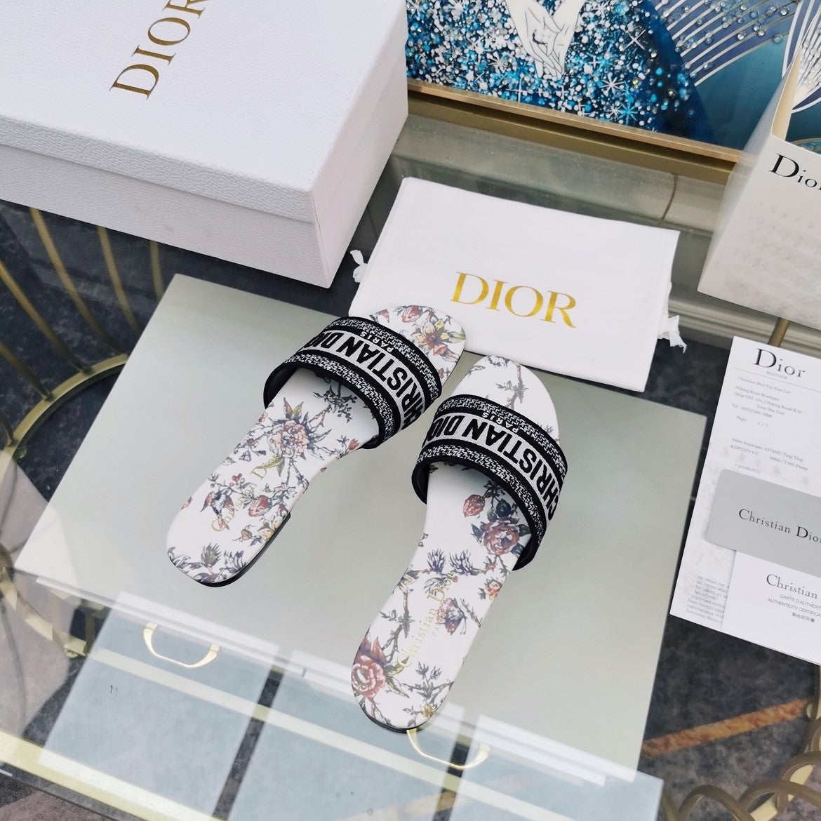 Dior CD Mule Dway Slide 10mm Multi-Motifs Style 71