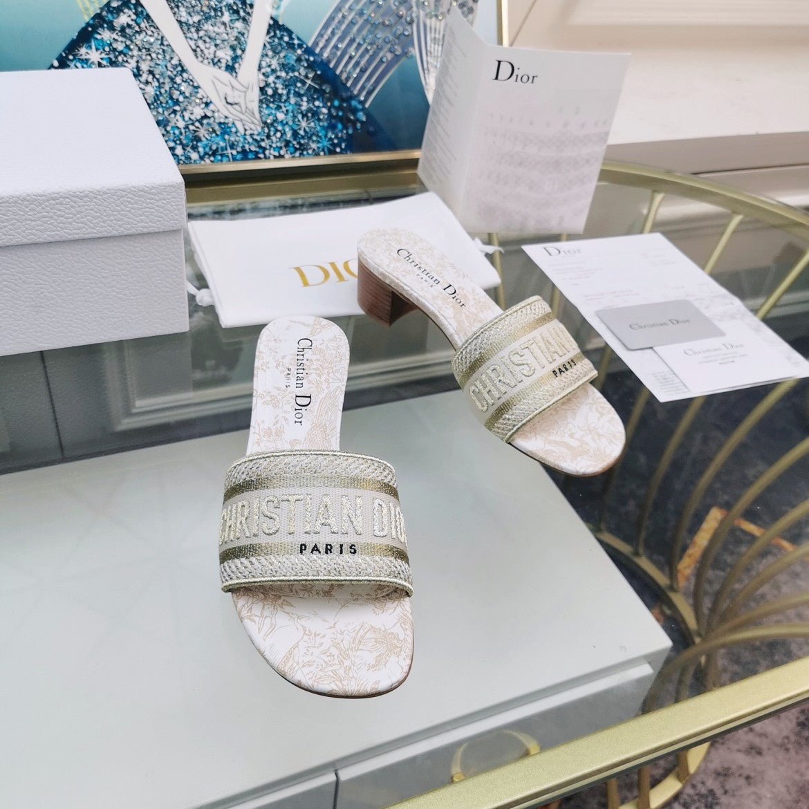 Dior CD Mule Dway Heeled Slide 45mm Style 36