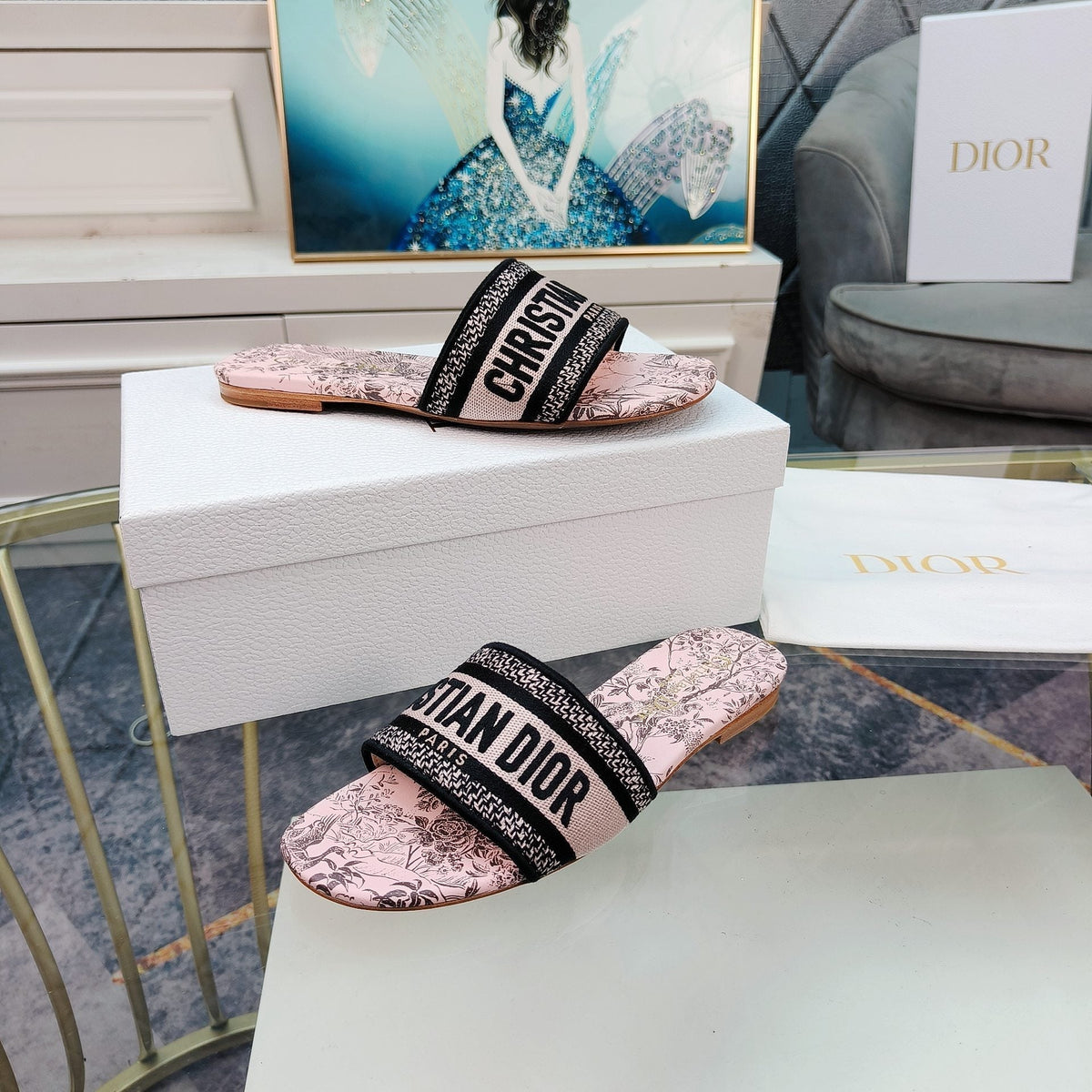 Dior CD Mule Dway Slide 10mm Multi-Motifs Style 12