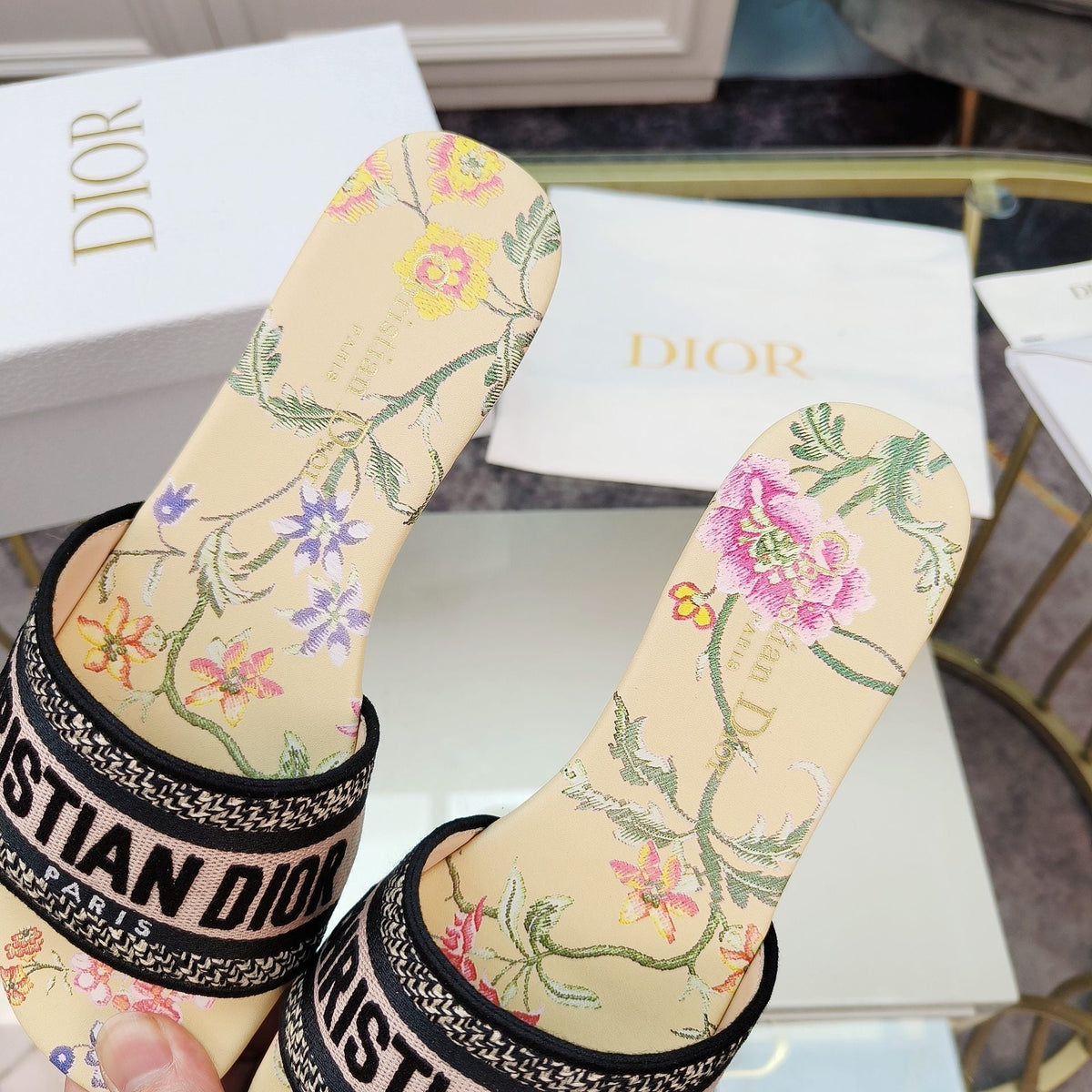 Dior CD Mule Dway Slide 10mm Multi-Motifs Style 8