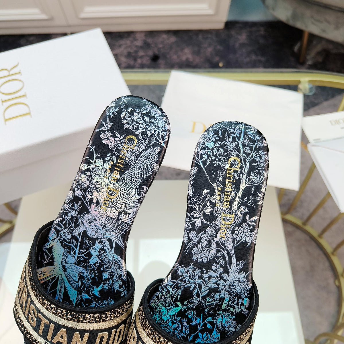 Dior CD Mule Dway Slide 10mm Multi-Motifs Style 4