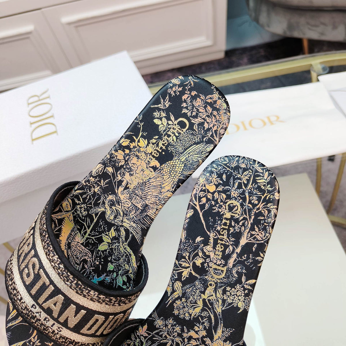 Dior CD Mule Dway Slide 10mm Multi-Motifs Style 5