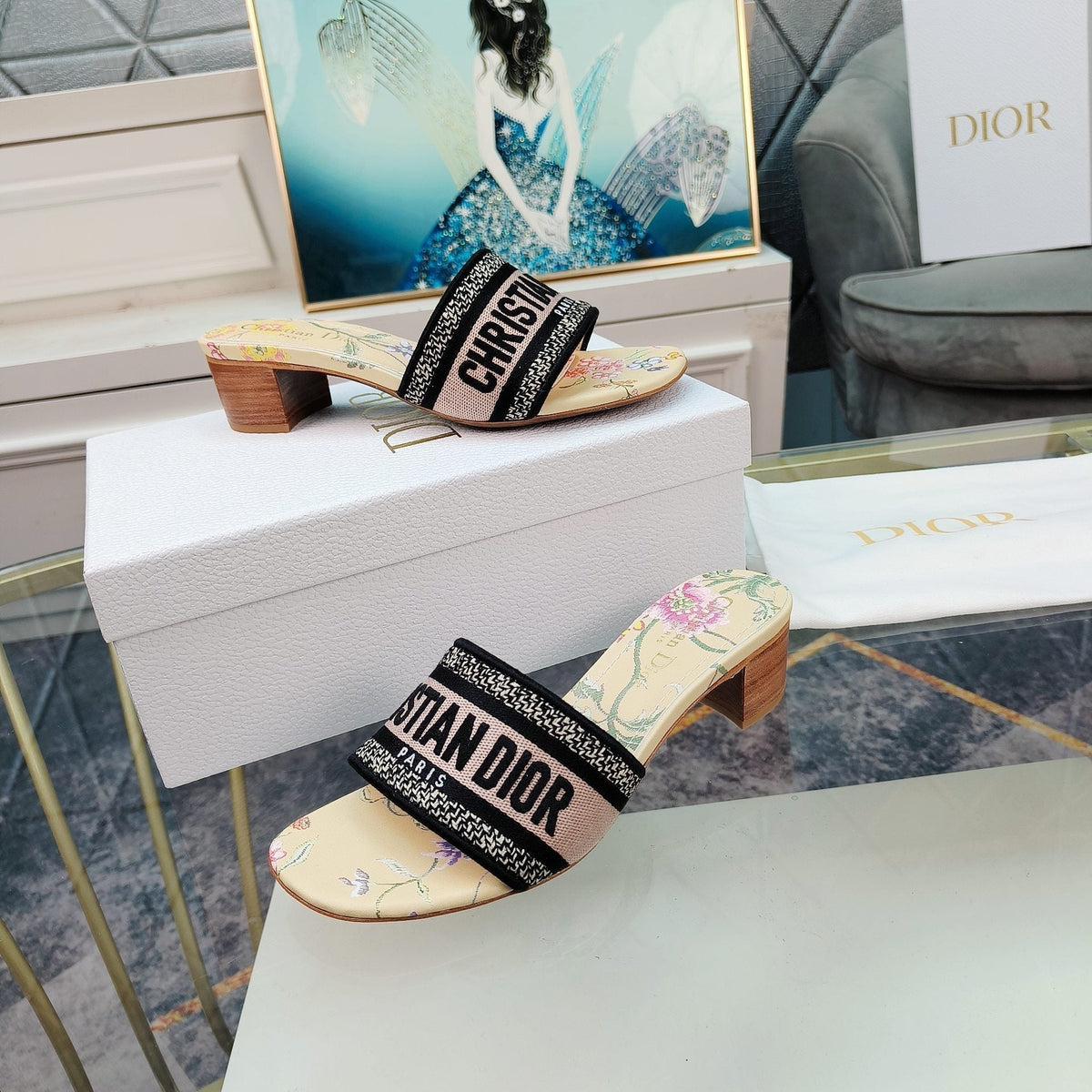 Dior CD Mule Dway Heeled Slide 45mm Style 2