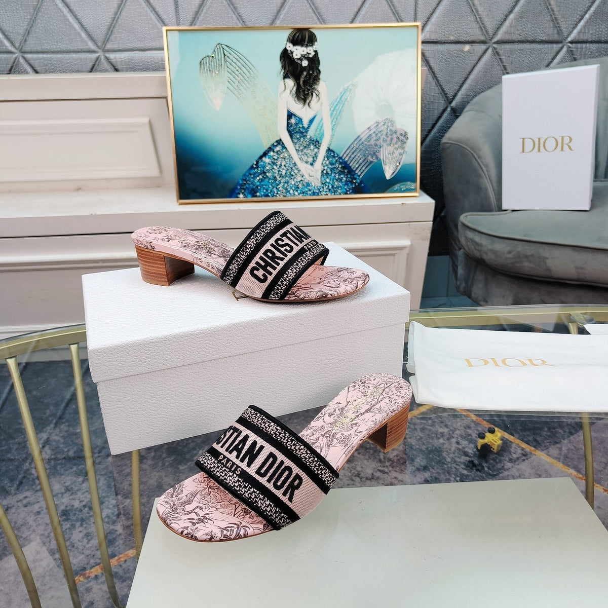 Dior CD Mule Dway Heeled Slide 45mm Style 12