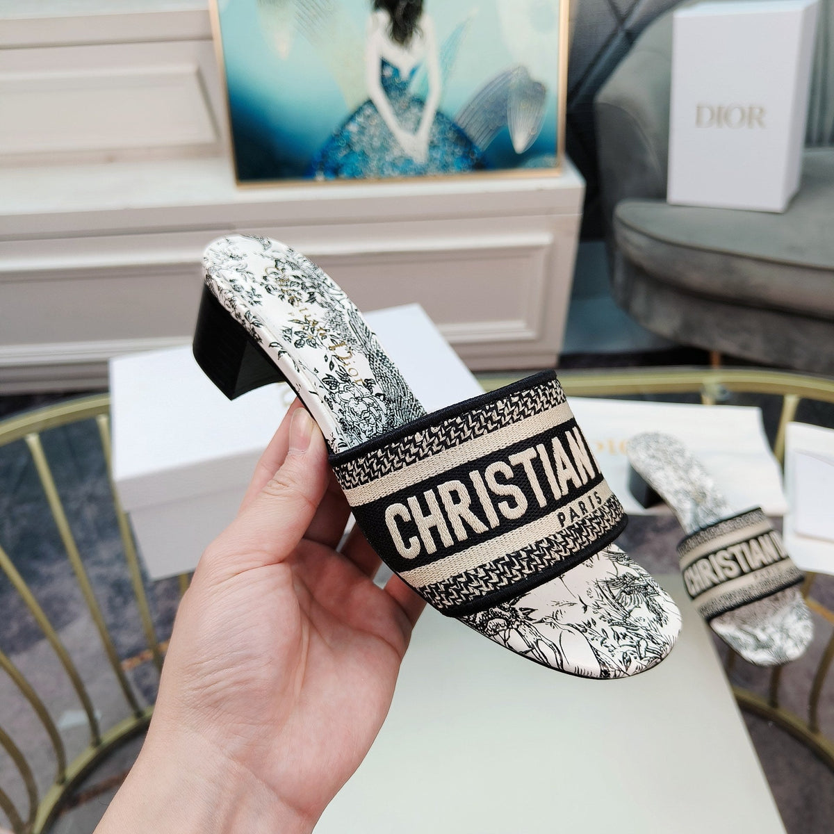 Dior CD Mule Dway Heeled Slide 45mm Style 13