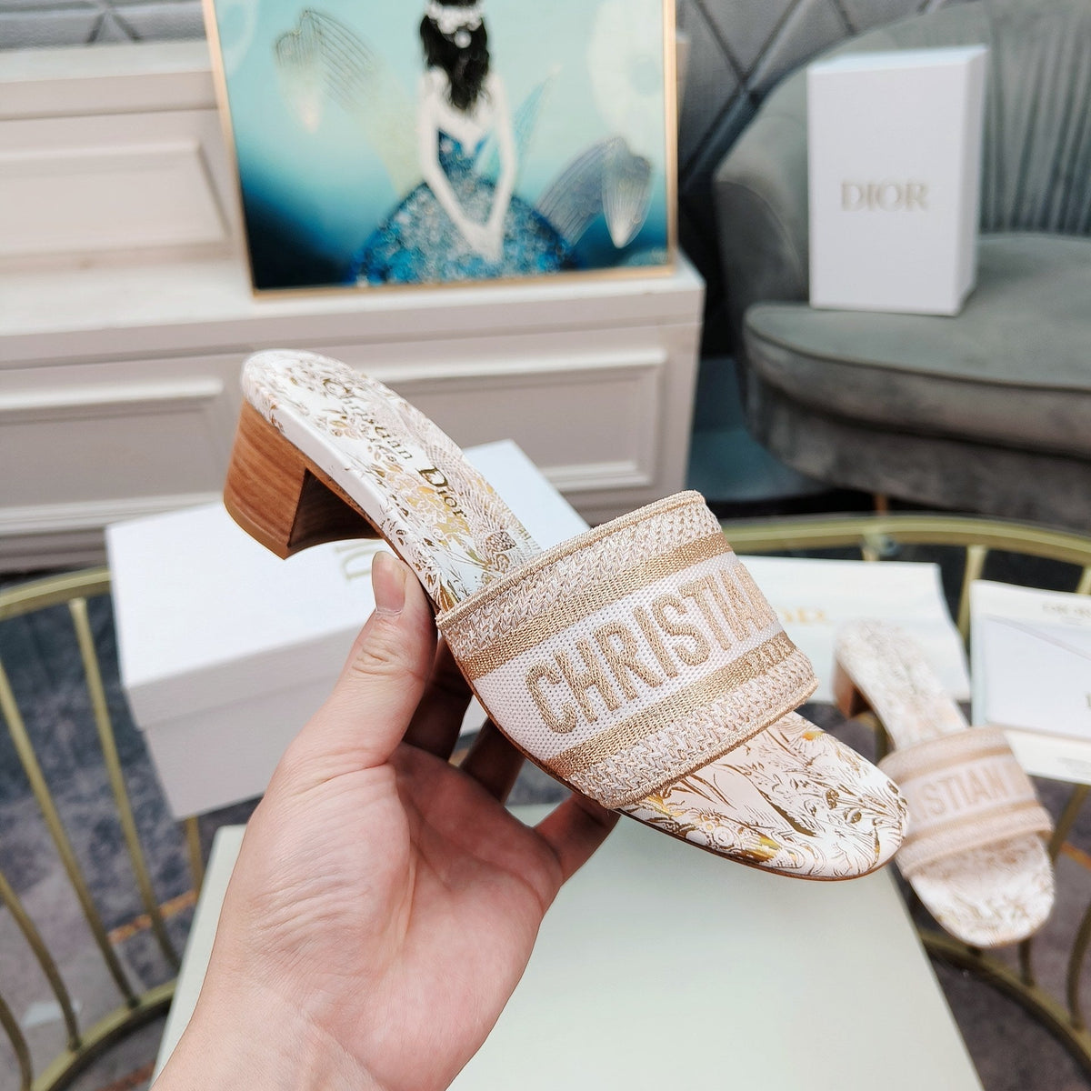 Dior CD Mule Dway Heeled Slide 45mm Style 8