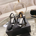 Chanel Double C Heeled Sandals Black Lambskin
