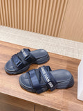 Dior Platform Slides 25S 30 mm in Midnight Blue Fabric and Calfskin
