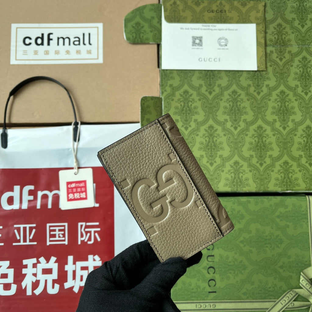 Gucci Card Holder 12 in Moss Green Embossed Calfskin