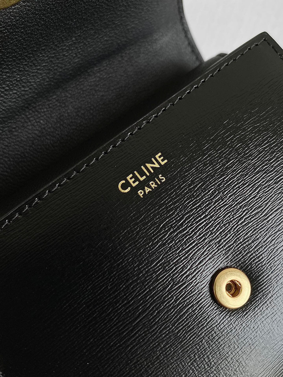 Celine Triphome 10 Trifold Wallet Calfskin Black