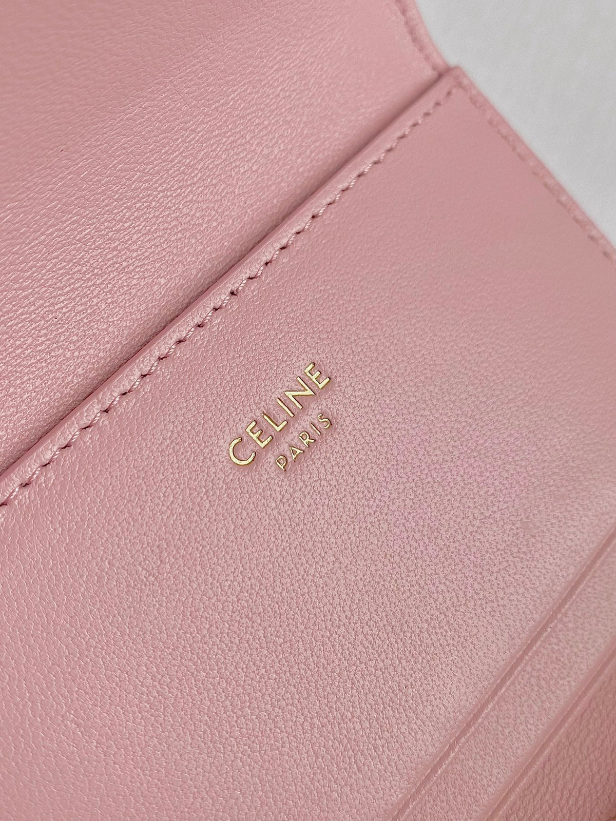Celine Triomphe 9 Wallet Two-In-One Pink Pastel Calfskin