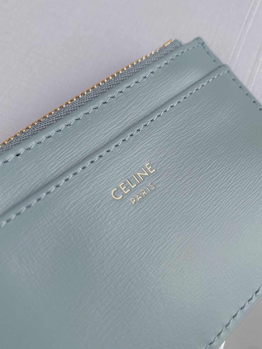 Celine Triomphe 9 Wallet Two-In-One Glacier Blue Calfskin