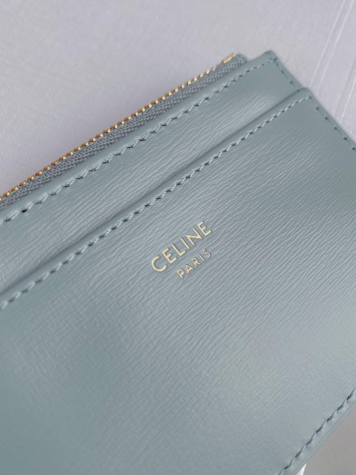 Celine Triomphe 9 Wallet Two-In-One Glacier Blue Calfskin