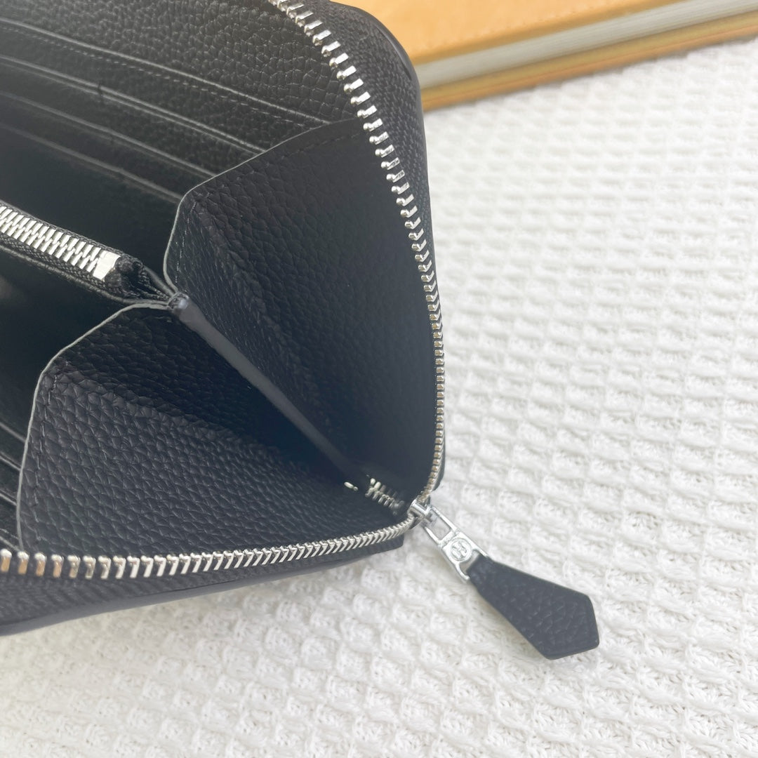 Hermes Silk'In Classic Wallet 20 Black Grained Calfskin