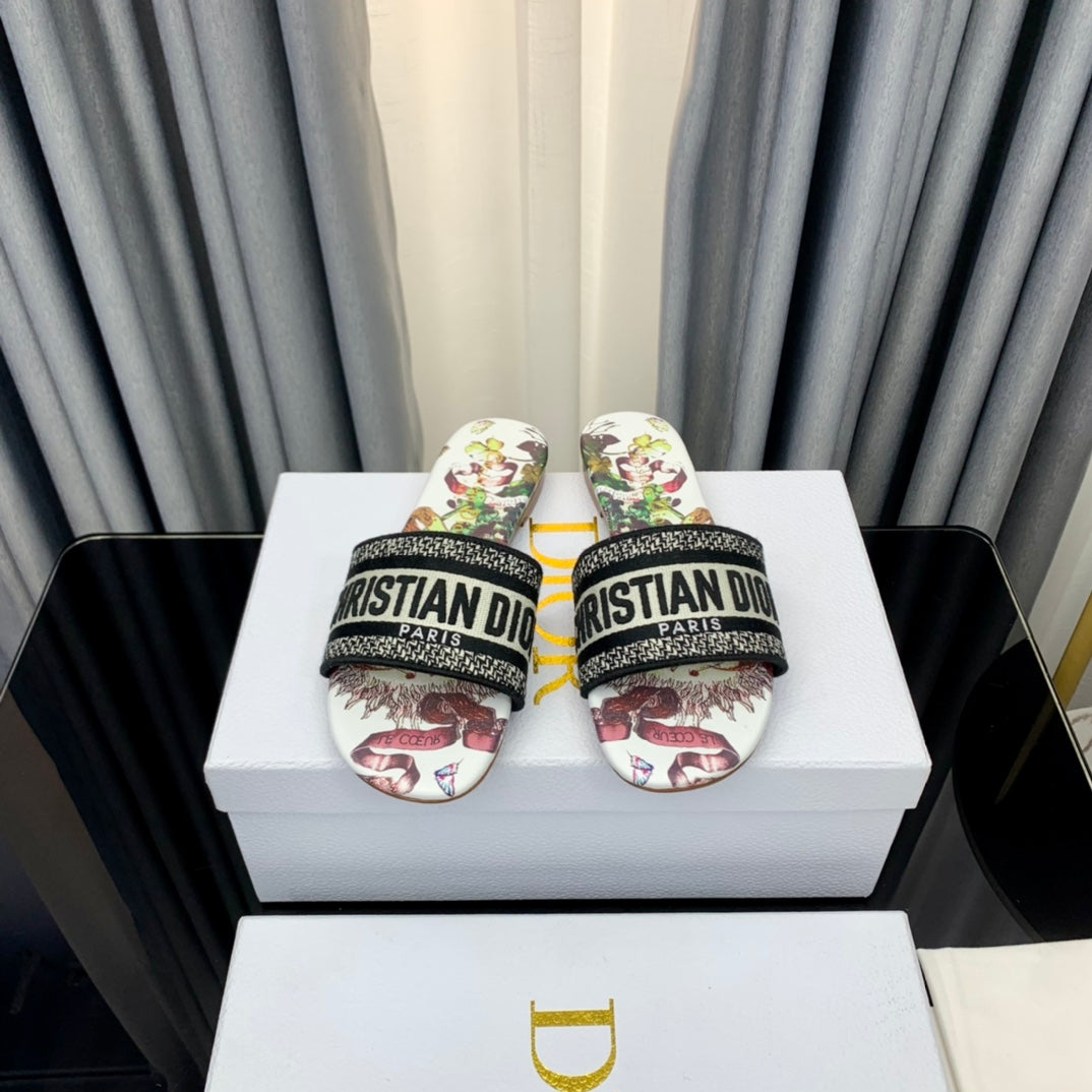 Dior CD Mule Dway Slide 10mm Multi-Motifs Style 46