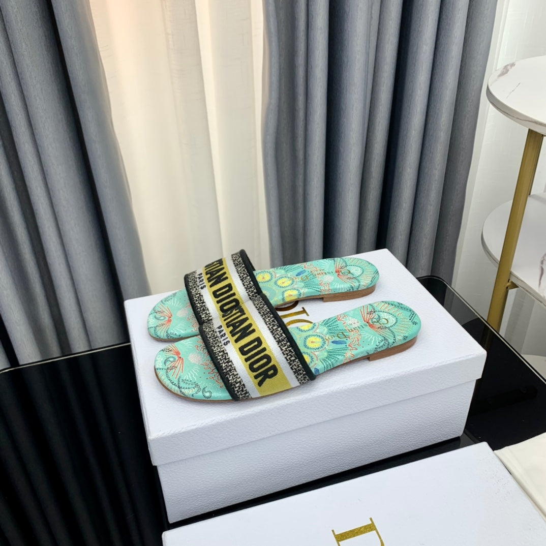 Dior CD Mule Dway Slide 10mm Multi-Motifs Style 42
