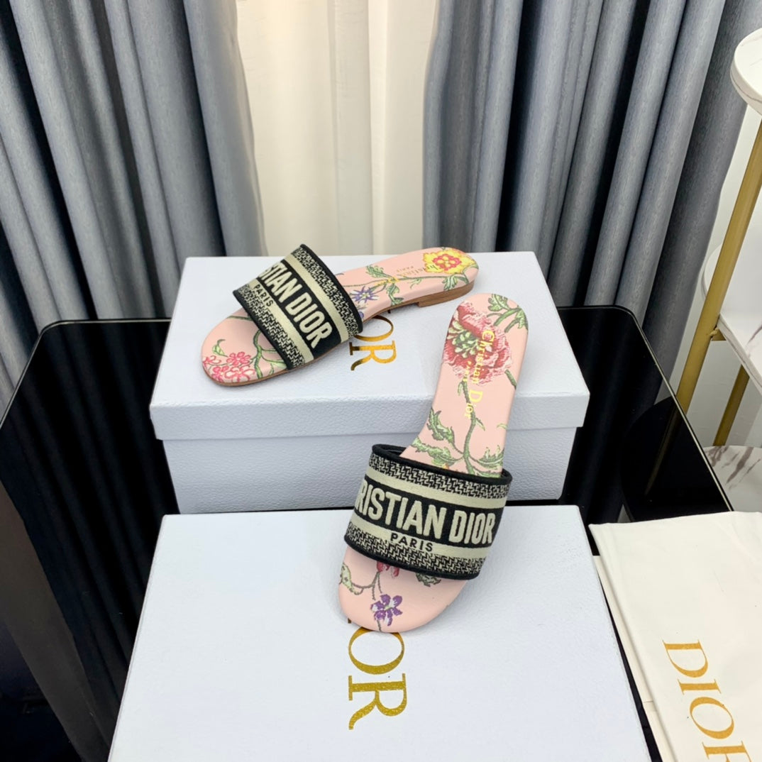 Dior CD Mule Dway Slide 10mm Multi-Motifs Style 38