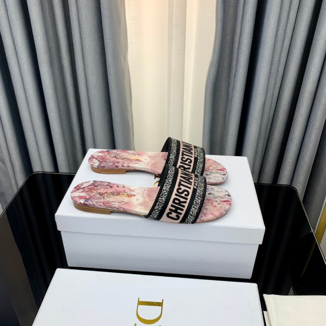 Dior CD Mule Dway Slide 10mm Multi-Motifs Style 36