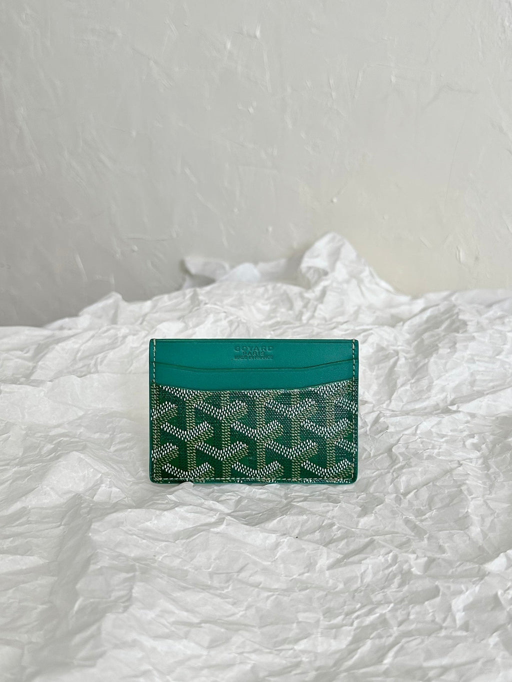 Goyard Saint-Sulpice Card Wallet 10 in Green Goyardine Canvas and Calfskin