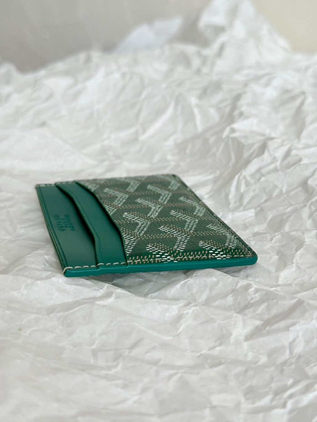Goyard Saint-Sulpice Card Wallet 10 in Green Goyardine Canvas and Calfskin