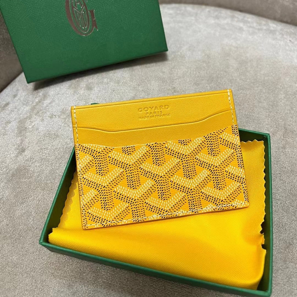 Goyard Saint-Sulpice Card Wallet 10 in Yellow Goyardine Canvas and Calfskin