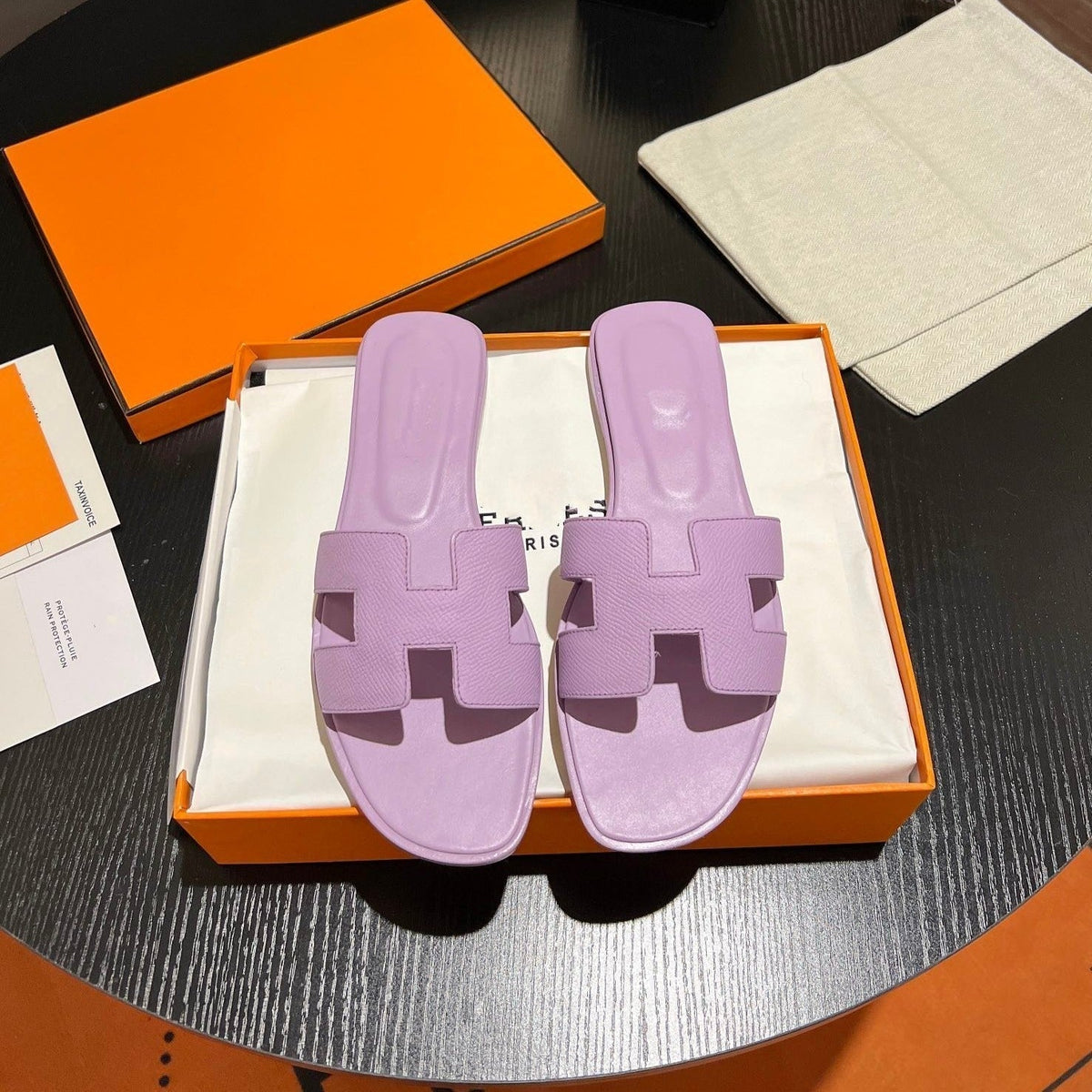 Hermes 0RAN Sandal Leather Lavender