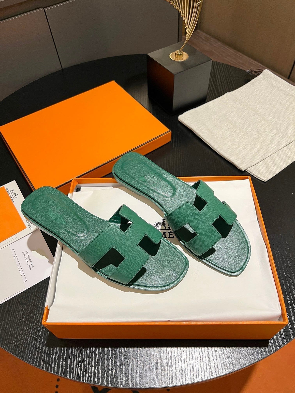 Hermes 0RAN Sandal Leather Ocean