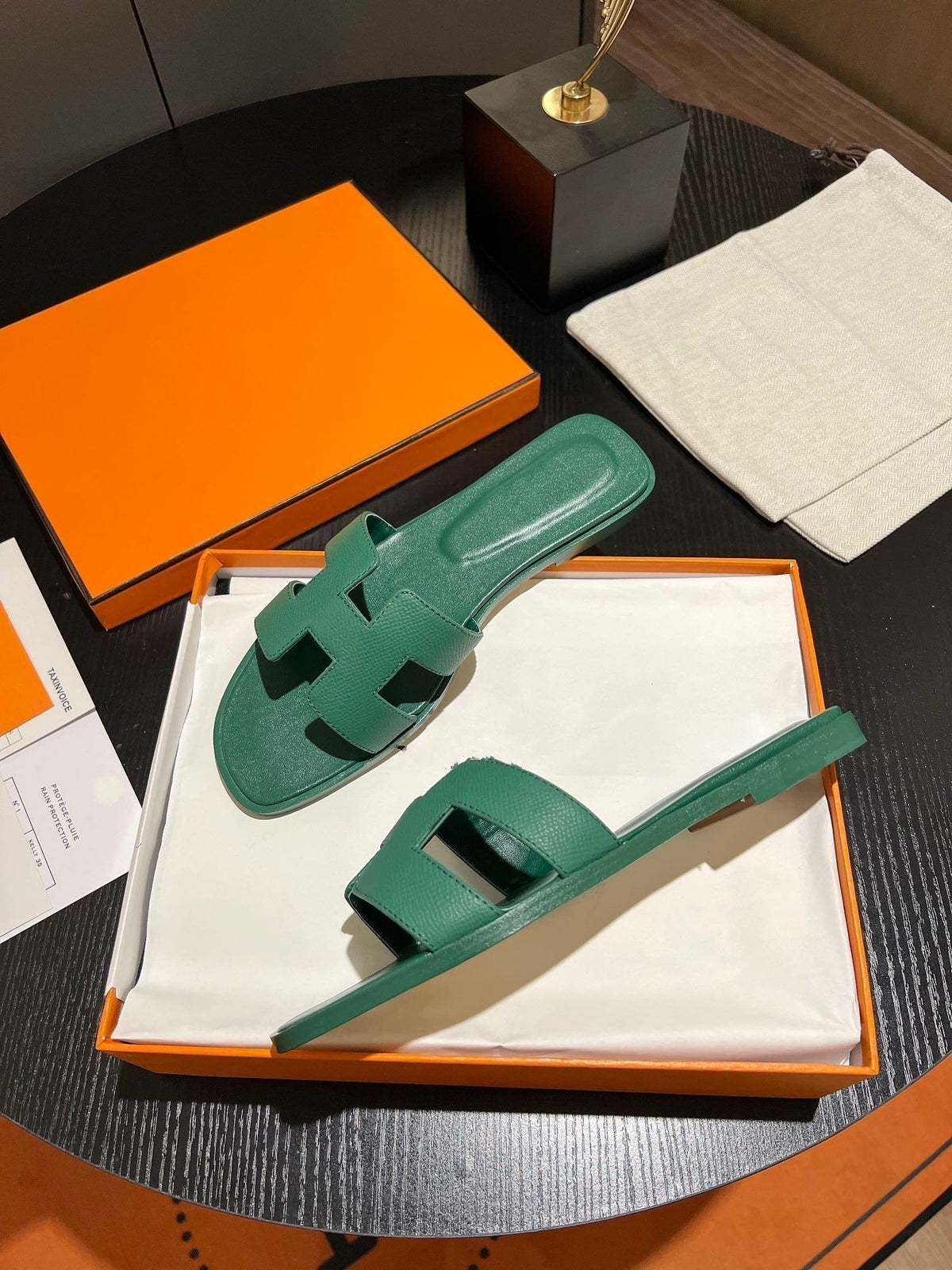 Hermes 0RAN Sandal Leather Ocean