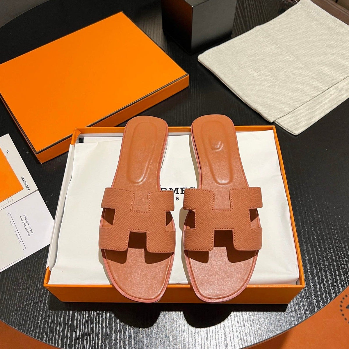 Hermes 0RAN Sandal Leather Carrot