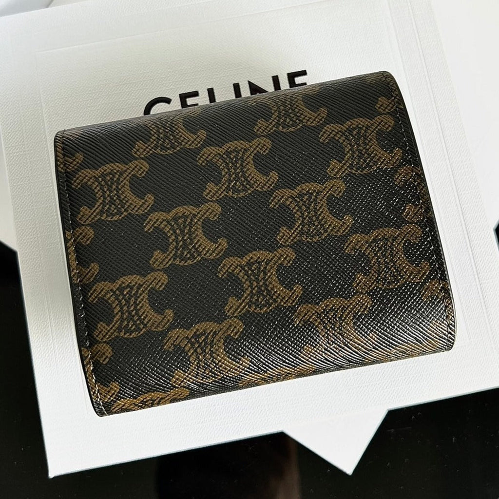Celine Triomphe 10 Calfskin Wallet Tan