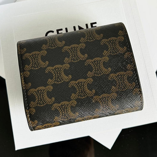 Celine Triomphe 10 Calfskin Wallet Tan