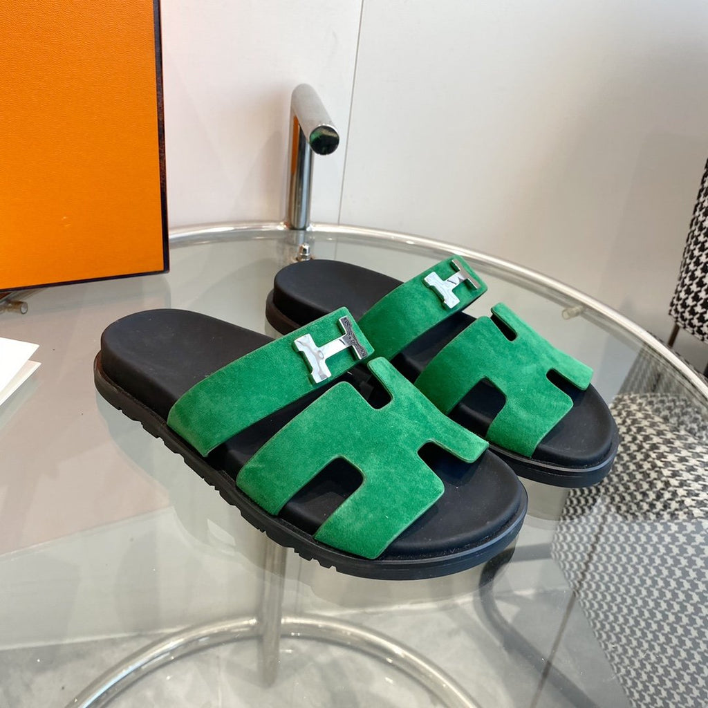 Hermes Chypre Sandal Green Suede