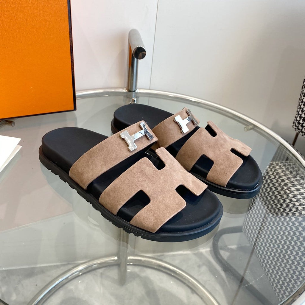 Hermes Chypre Sandal Light Brown Suede