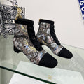 Dior 25S Naughtily-D Ankle Boots 35 mm in Black Mesh Tulle and Suede Style 3