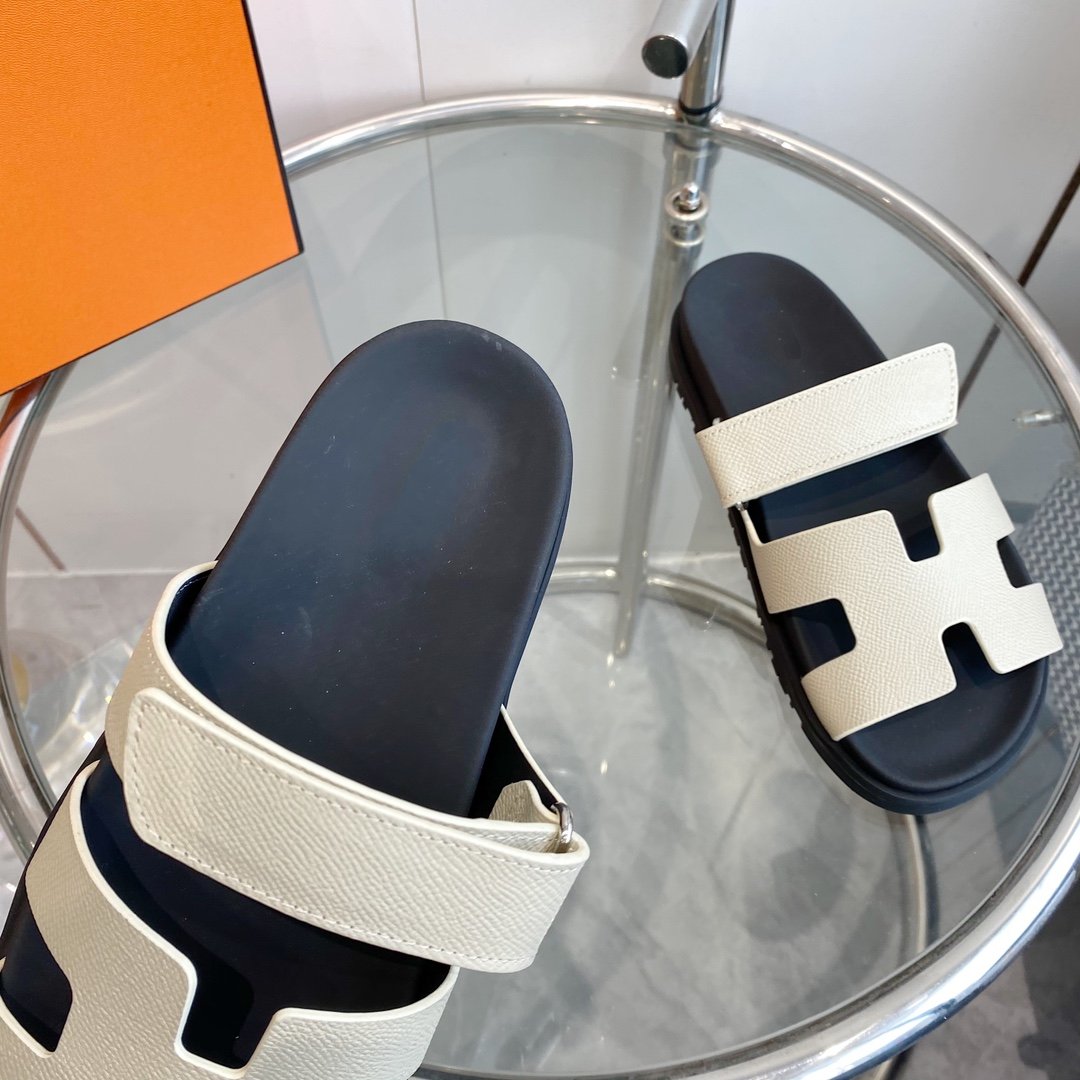 Hermes Chypre Epsom Sandal White Leather
