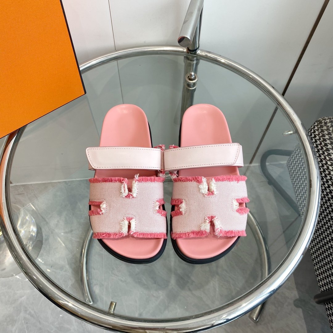 Hermes Chypre Techno Sandal Pink Leather