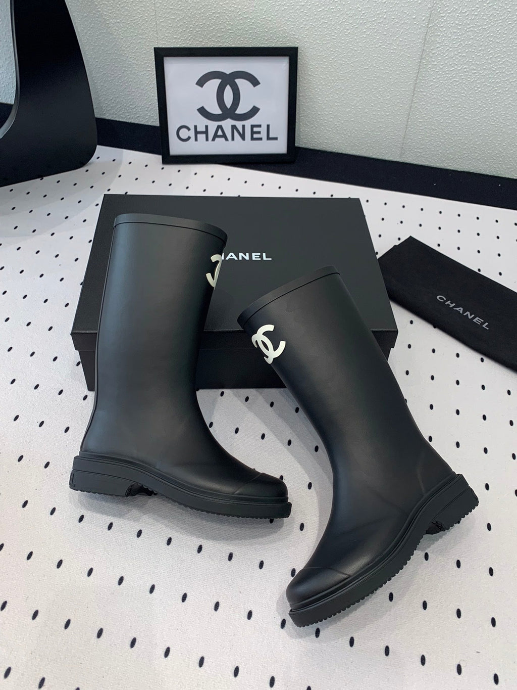 Chanel Rainboot Black Coler