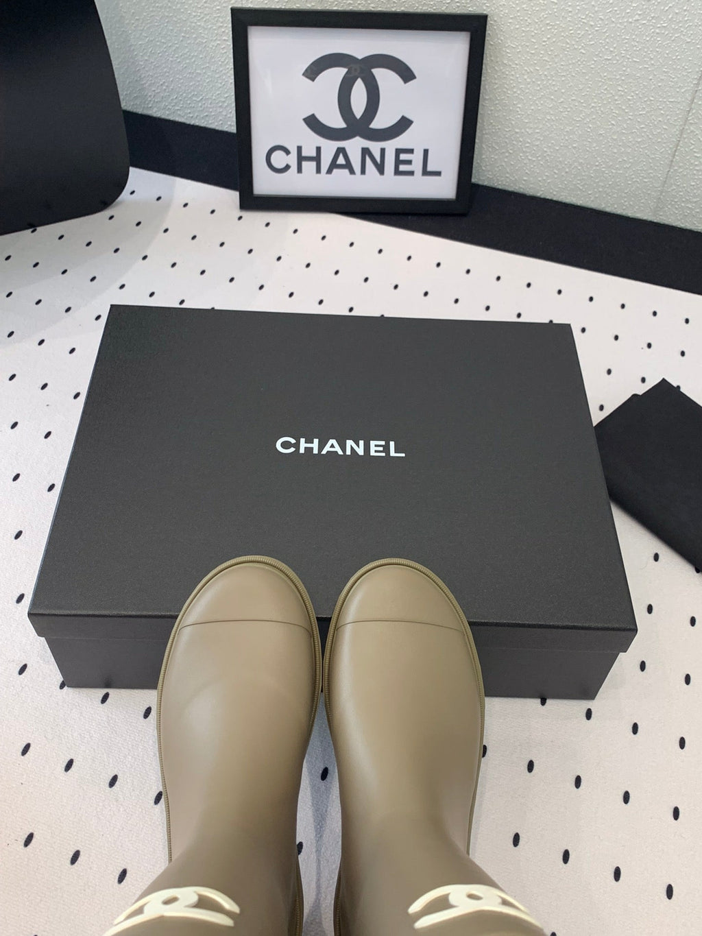 Chanel Rainboot Dark Beige