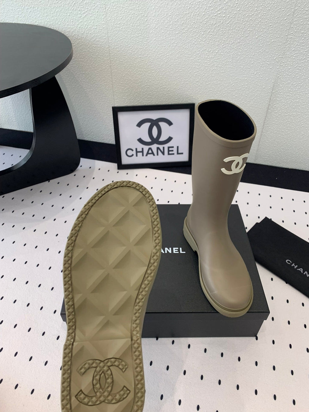Chanel Rainboot Dark Beige