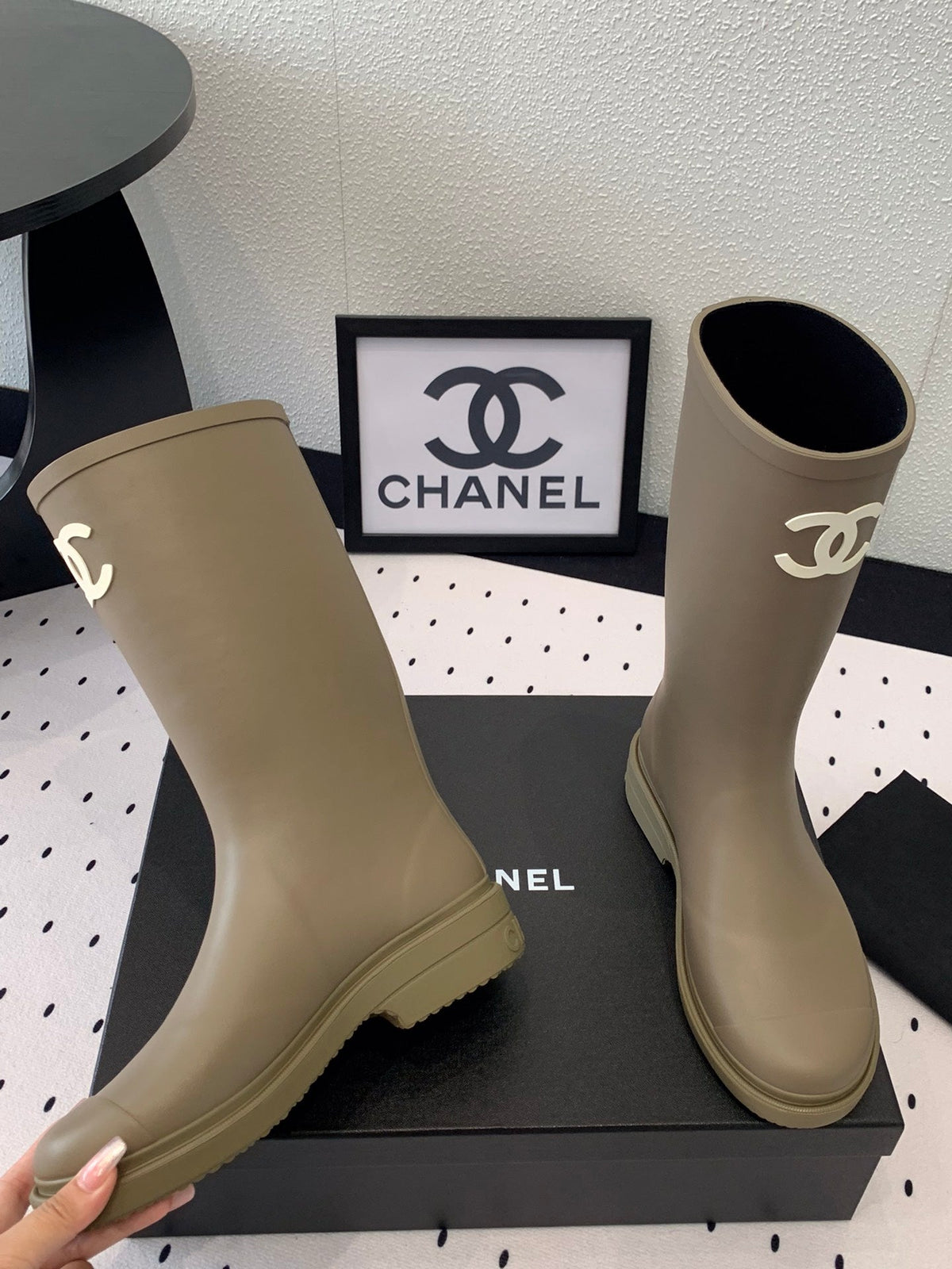 Chanel Rainboot Dark Beige