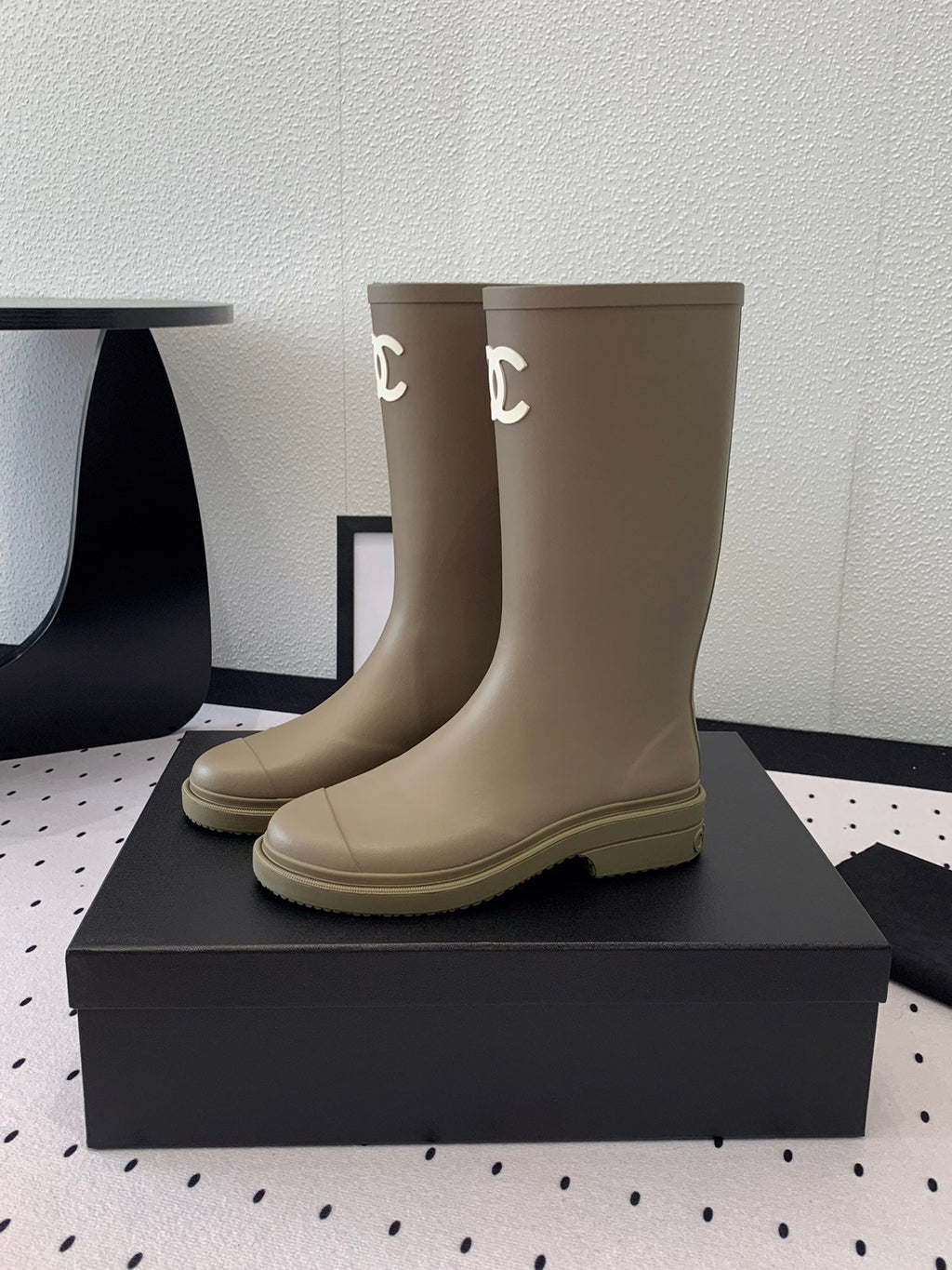 Chanel Rainboot Dark Beige