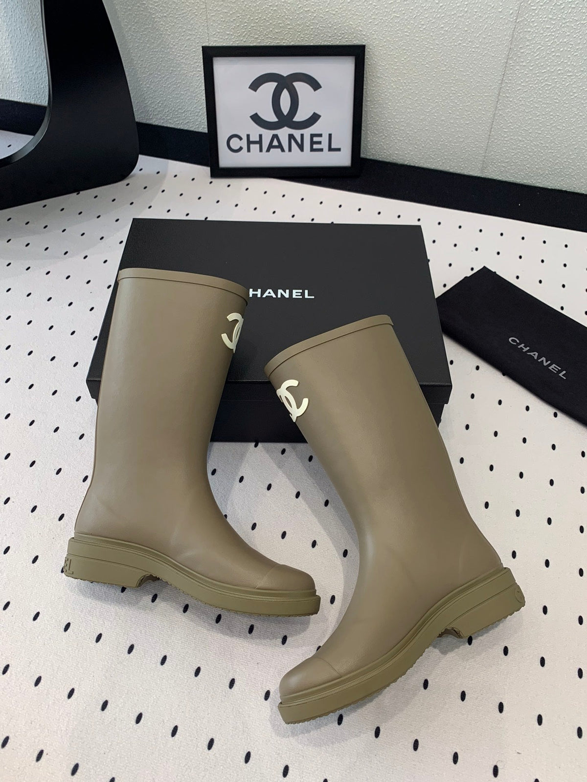 Chanel Rainboot Dark Beige