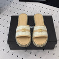 Chanel Double Women Beige Cream/ White Slippers Calfskin