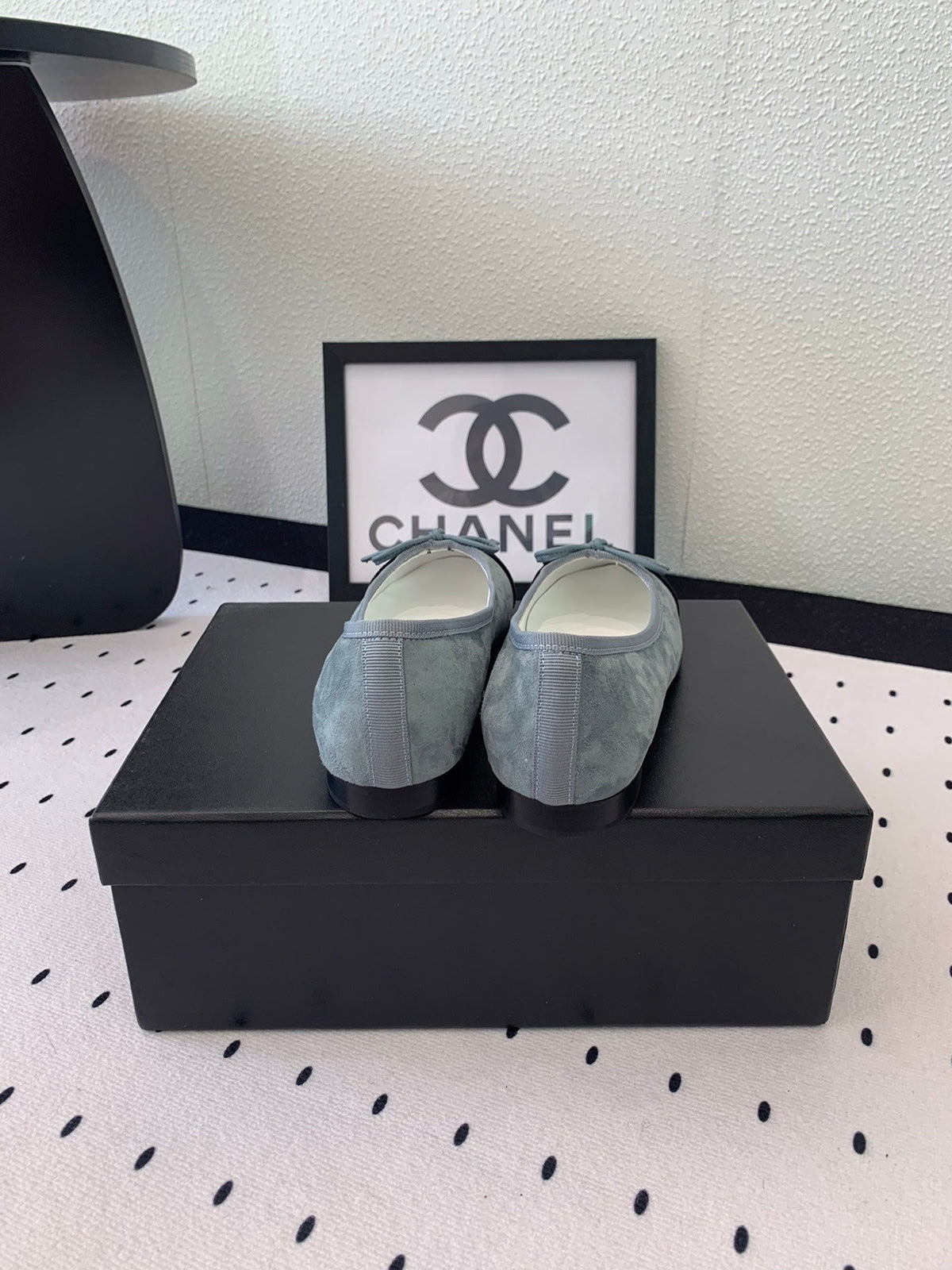 Chanel Ballet Flat Iceberg Blue Mix Black Velvet