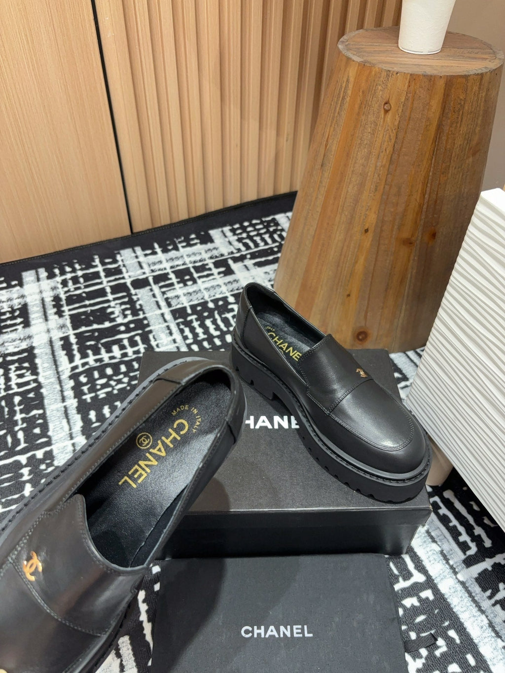 Chanel Moccasins in Black Calfskin