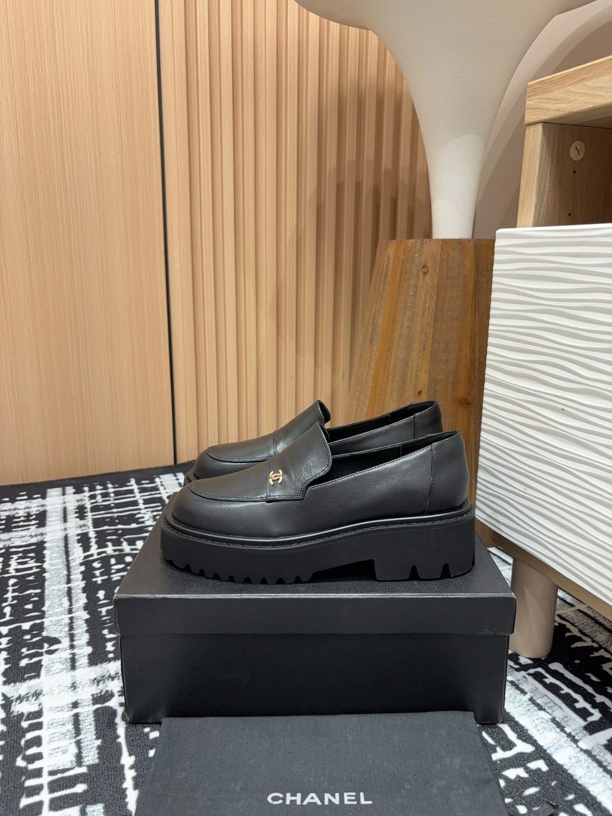 Chanel Moccasins in Black Calfskin