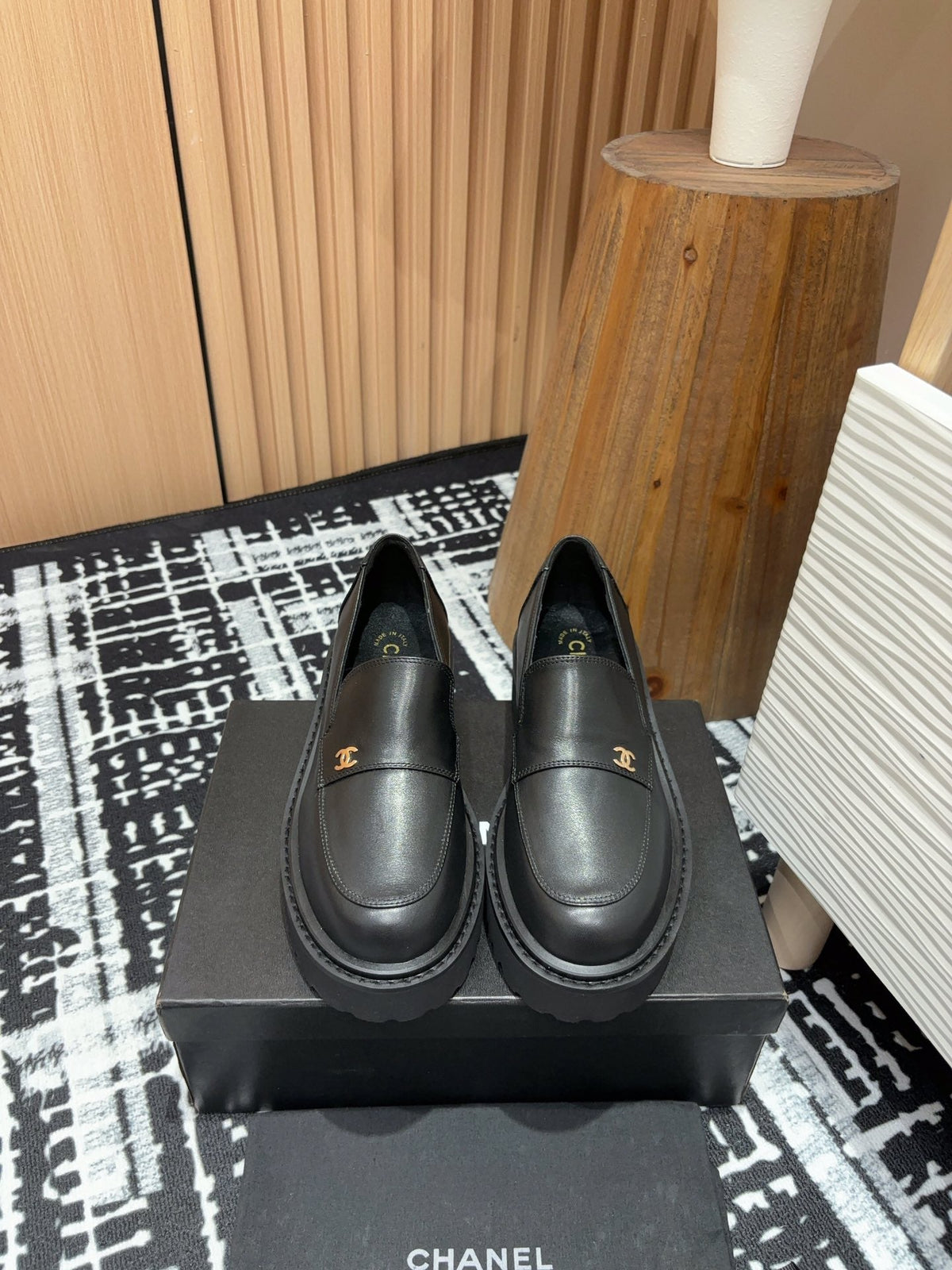 Chanel Moccasins in Black Calfskin
