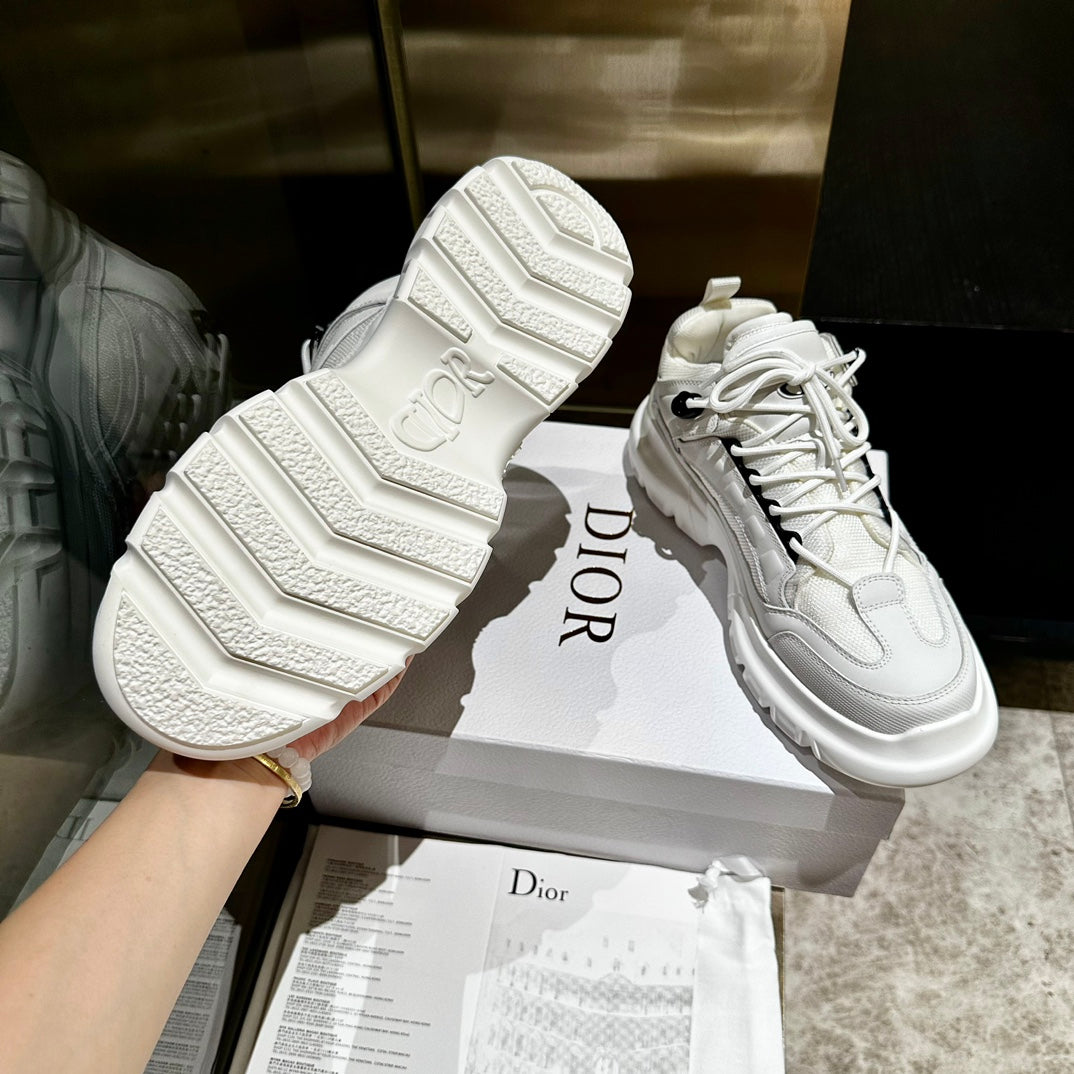Dior C'Est Sneaker in White Calfskin and Breathable Mesh