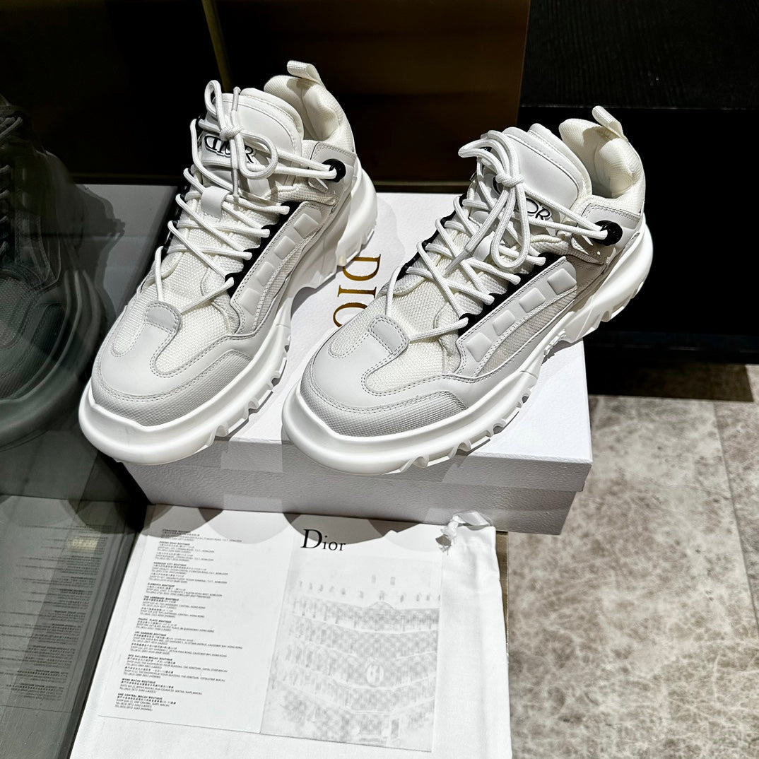 Dior C'Est Sneaker in White Calfskin and Breathable Mesh